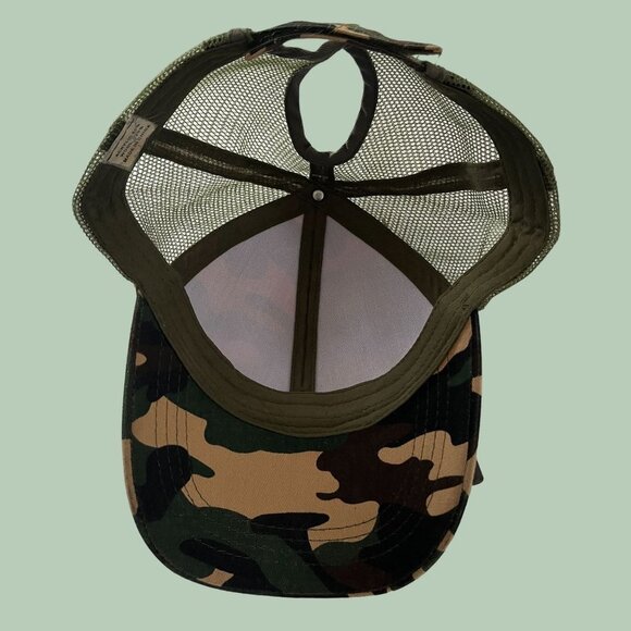 Camouflage Hat Cap Adult Stap Back Green Tan Mesh OSFA Baseball Camo Trucker Men - Picture 6 of 7